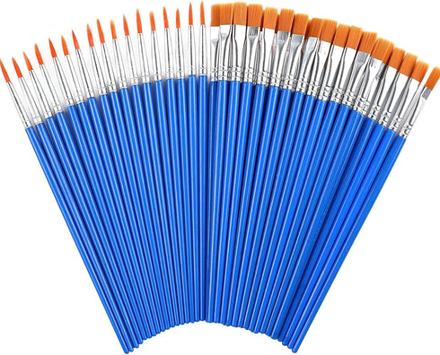 60 Pcs Paint Brushes,Round Flat Small Brush Bulk for Detail Painting...